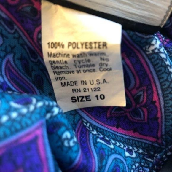 Vintage 80’s Paisley Lace Collar Dress Purple sz10 - Picture 11 of 16